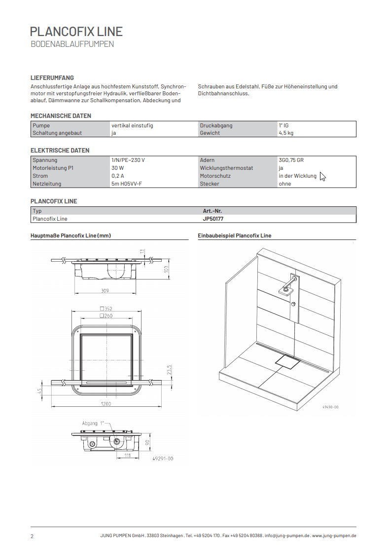 Pumpensystem Plancofix Line Jung Pumpen JP50177 Pumpensystem Plancofix Line Jung Pumpen JP50177