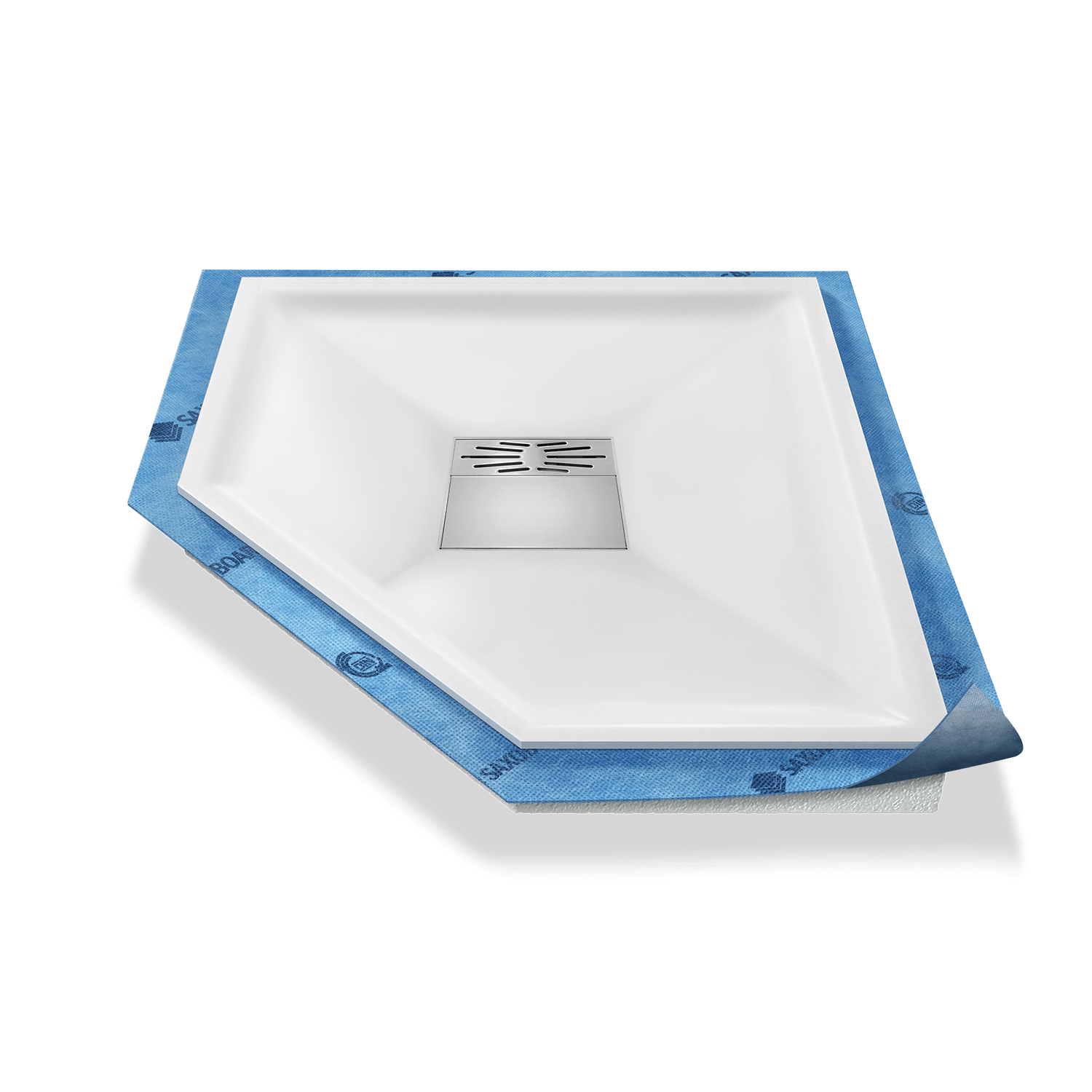 Receveur de douche pentagonal profond Système de pompe en matériau minéral Receveur de douche pentagonal profond Système de pompe en matériau minéral