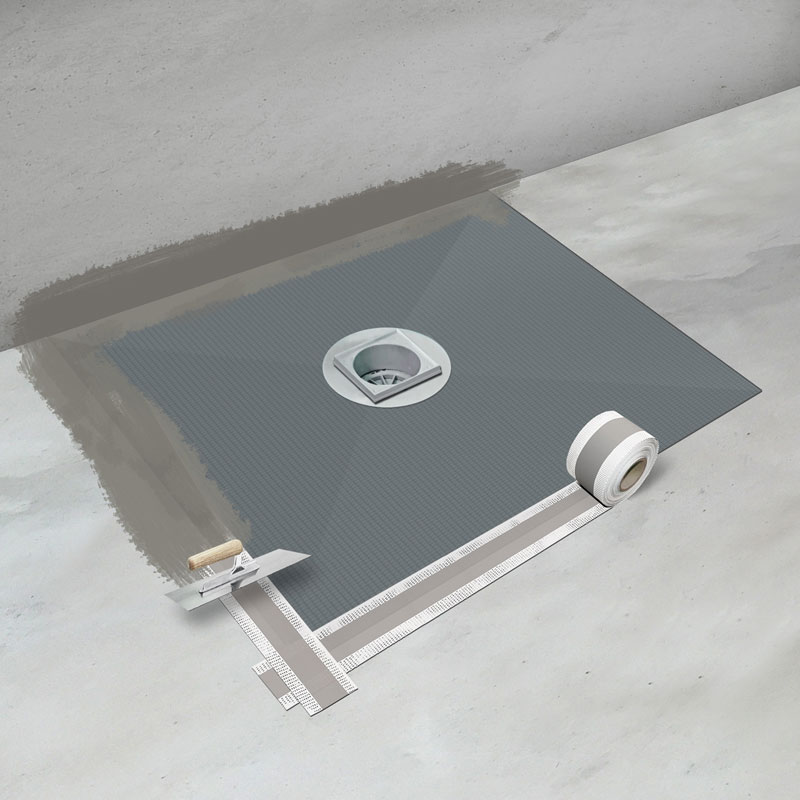 Abdichten eines Punktablauf-Duschelements ohne Dichtvlies Abdichten eines Punktablauf-Duschelements ohne Dichtvlies