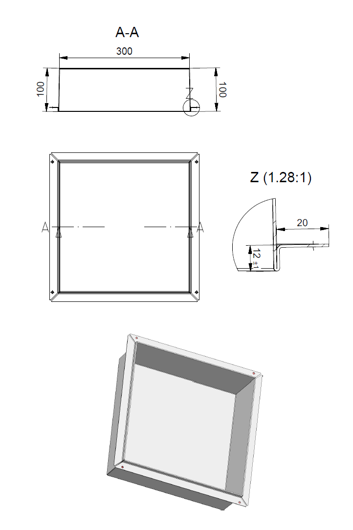 Wandnische aus Edelstahl: Schwarz / Weiß / farbig Wandnische aus Edelstahl: Schwarz / Weiß / farbig