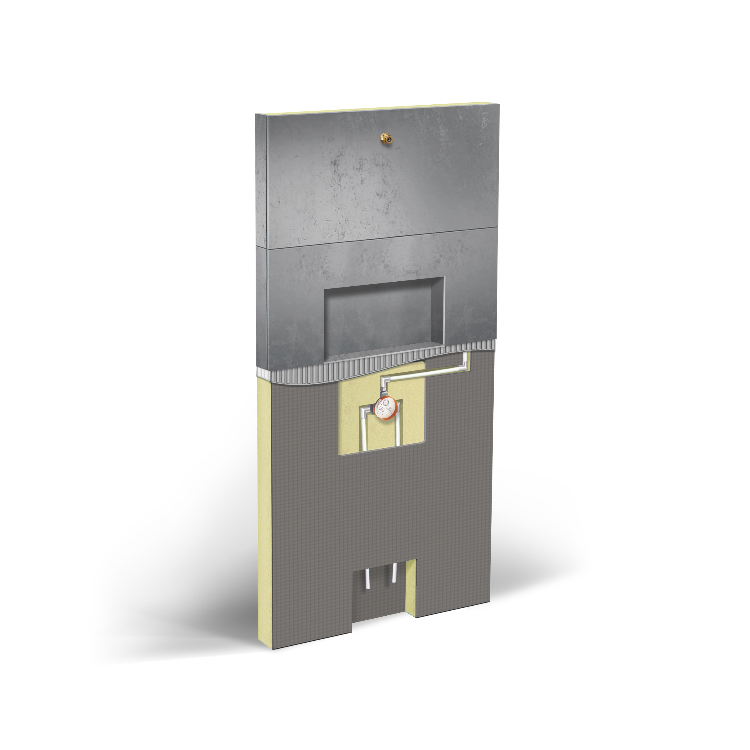 Wandelement als Duschwandmodul - wahlweise mit Nische(n), mit werkseitig integrierter Verrohrung Wandelement als Duschwandmodul - wahlweise mit Nische(n), mit werkseitig integrierter Verrohrung