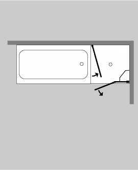 BiS, Bündige Eck-Dusche, 2 Türen, Glas klar, verchromt, H=195cm