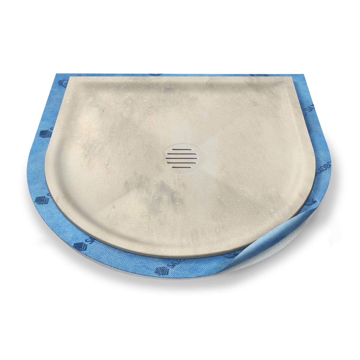 Halbkreis-Duschwanne tief Punktablauf aus Mineralwerkstoff Halbkreis-Duschwanne tief Punktablauf aus Mineralwerkstoff