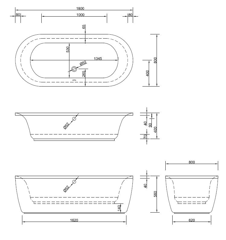 Ovale Badewanne Metauro