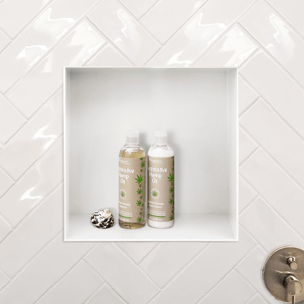 Wandnische aus Edelstahl: Schwarz / Weiß / farbig Wandnische aus Edelstahl: Schwarz / Weiß / farbig