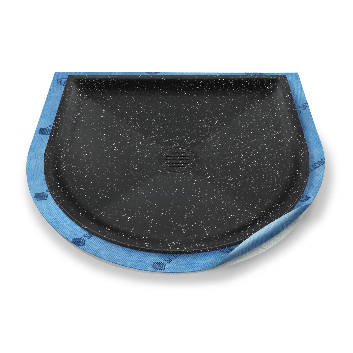 Halbkreis-Duschwanne tief Punktablauf aus Mineralwerkstoff Halbkreis-Duschwanne tief Punktablauf aus Mineralwerkstoff