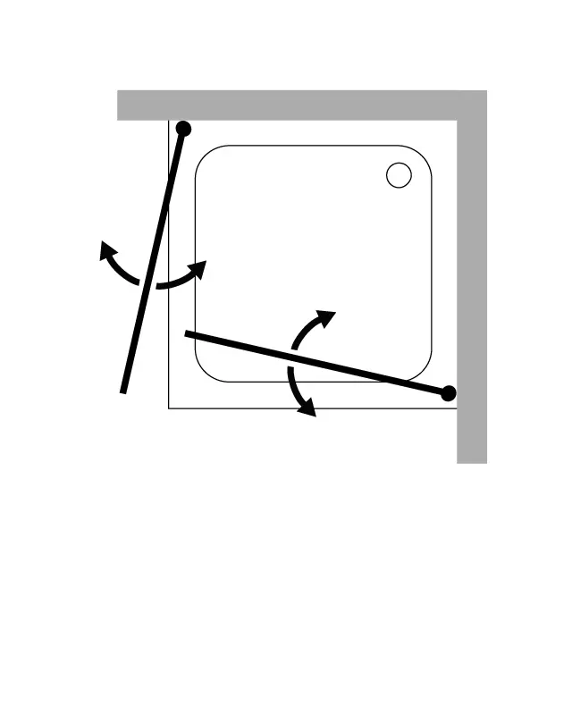 Eck-Duschkabine mit Pendeltür und Seitenwand - H1S