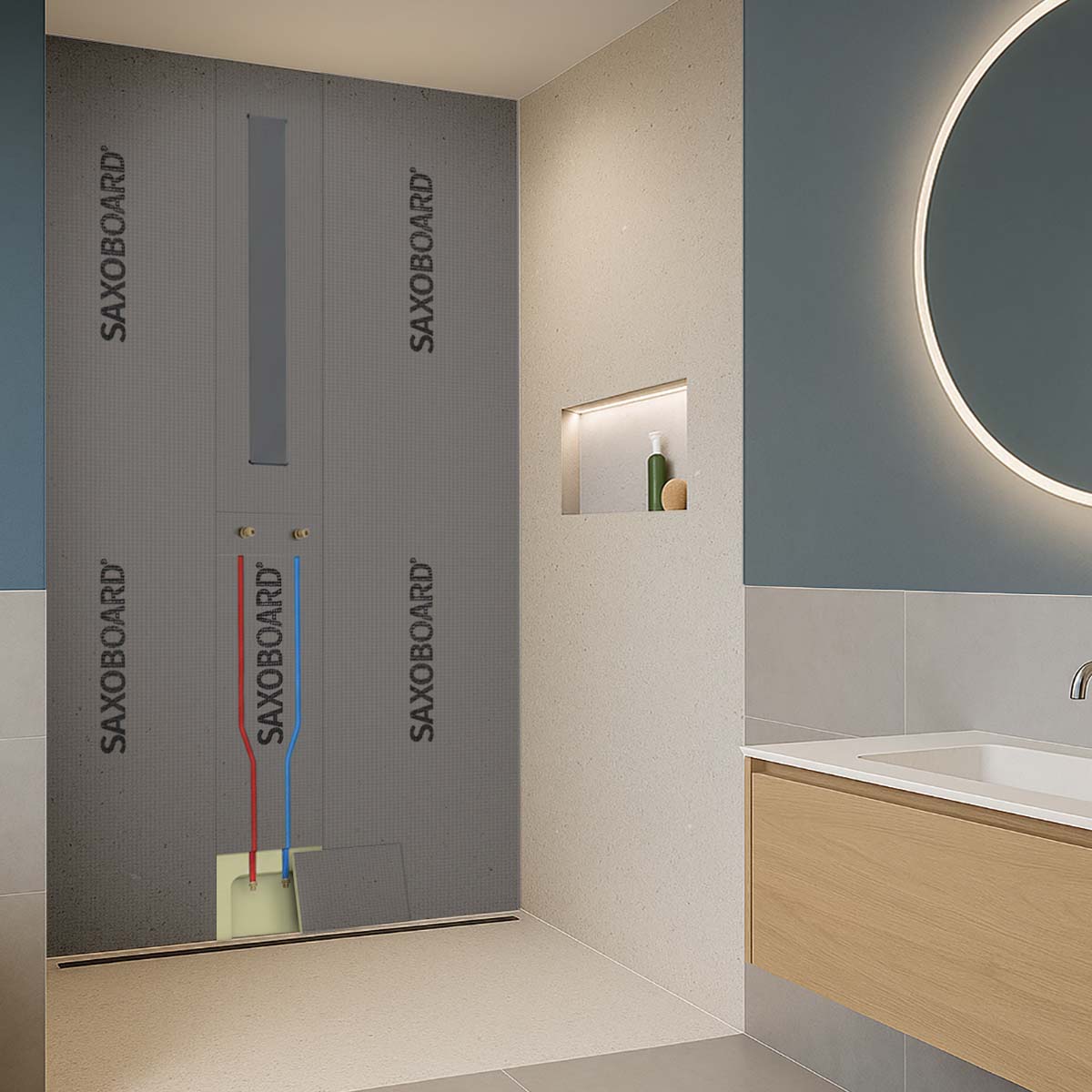 Saxoboard XS Duschwandmodul 250x30x50 mm integrierte Leitungen