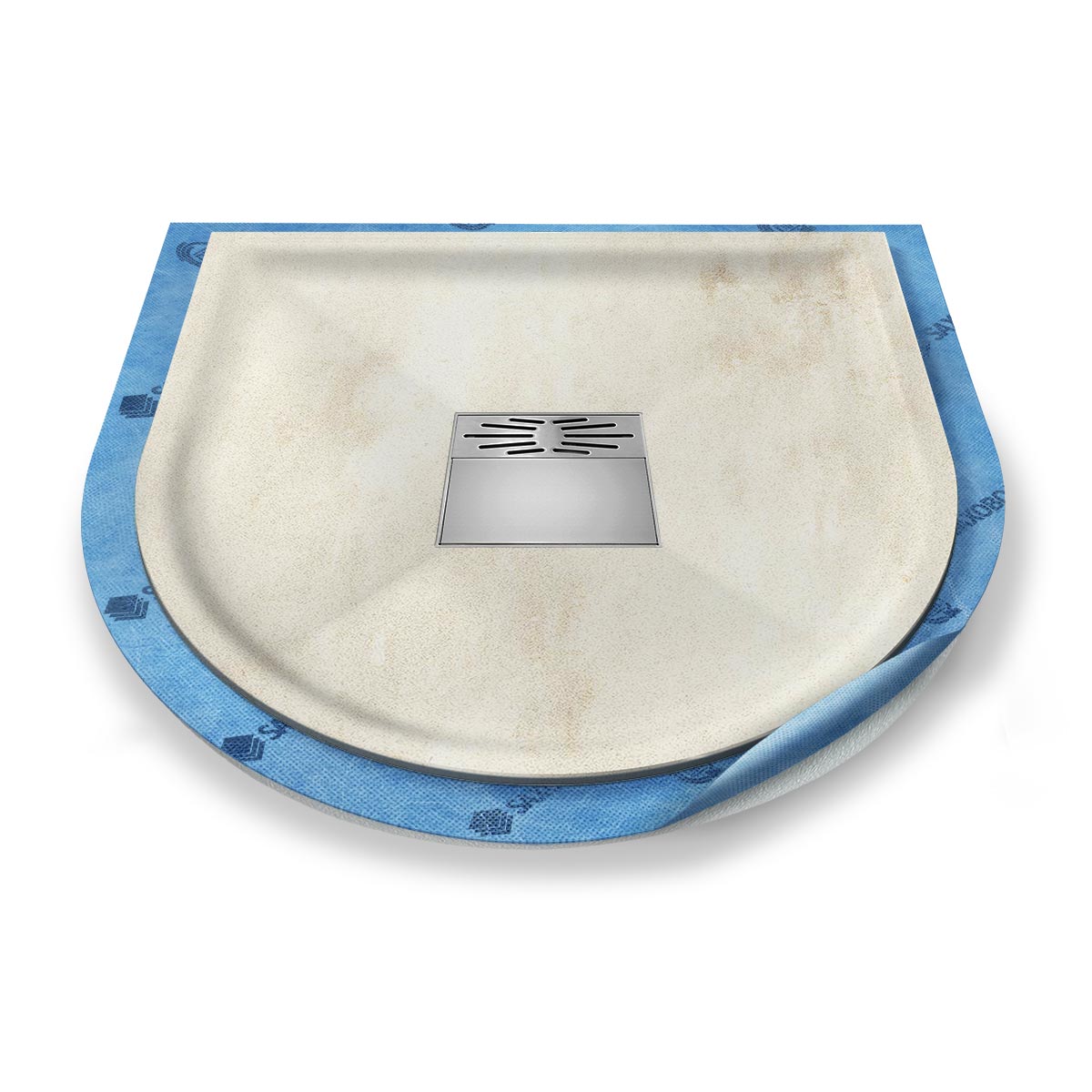 Halbkreis-Duschwanne tief Pumpensystem aus Mineralwerkstoff Halbkreis-Duschwanne tief Pumpensystem aus Mineralwerkstoff