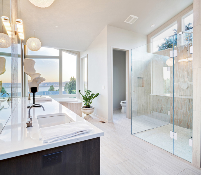 Salle de bain de luxe avec douche à l'italienne Salle de bain de luxe avec douche à l'italienne