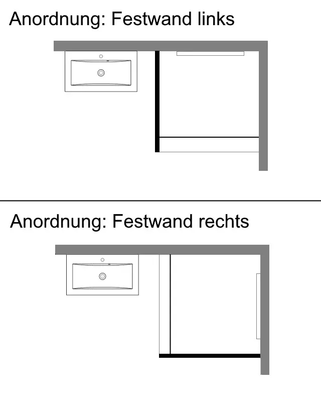 Teilgerahmte Eck-Duschkabine mit Pendeltür und Festwand - PG1S