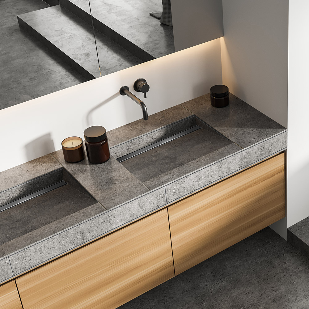 Simply 1 Waschtisch befliesbar 60-200 cm mit Rinnenablauf kürzbar Simply 1 Waschtisch befliesbar 60-200 cm mit Rinnenablauf kürzbar