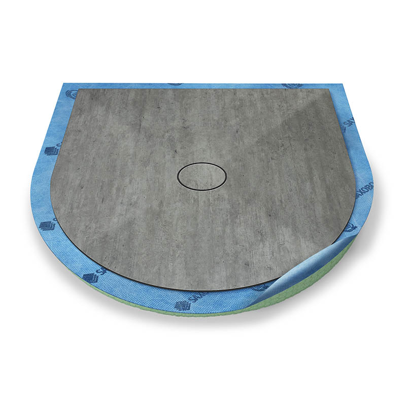 Receveur de douche demi-cercle Ecoulement ponctuel avec surface décorative Receveur de douche demi-cercle Ecoulement ponctuel avec surface décorative