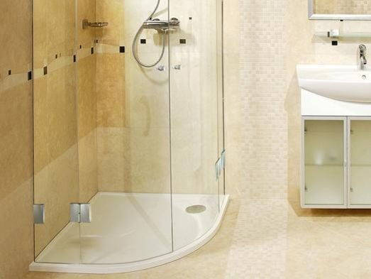 Cabine de douche en verre pour montage en angle de forme ronde Cabine de douche en verre pour montage en angle de forme ronde