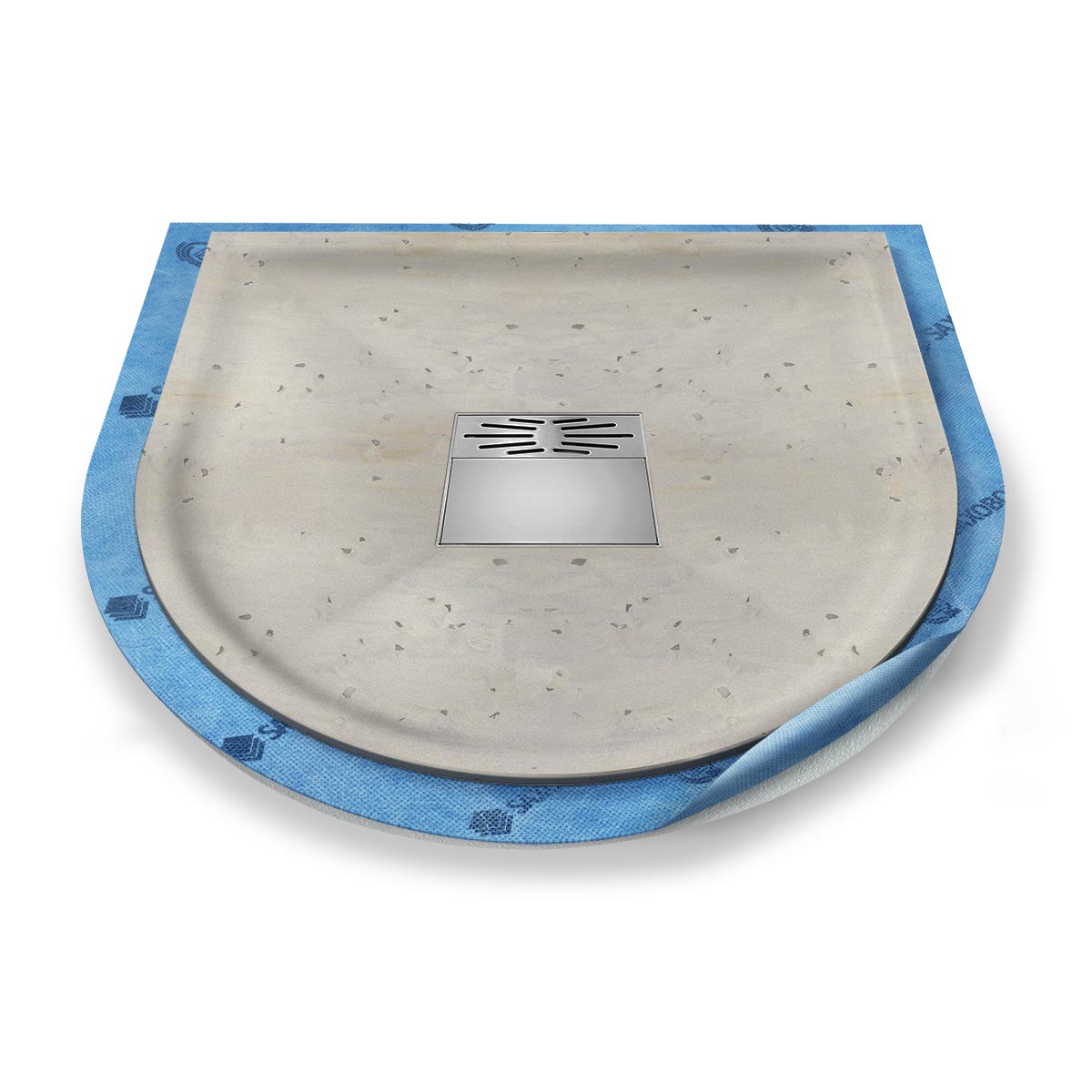 Halbkreis-Duschwanne tief Pumpensystem aus Mineralwerkstoff Halbkreis-Duschwanne tief Pumpensystem aus Mineralwerkstoff