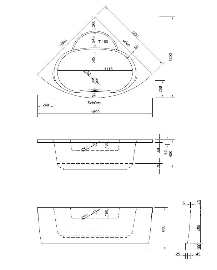 Eck-Badewanne Apollo