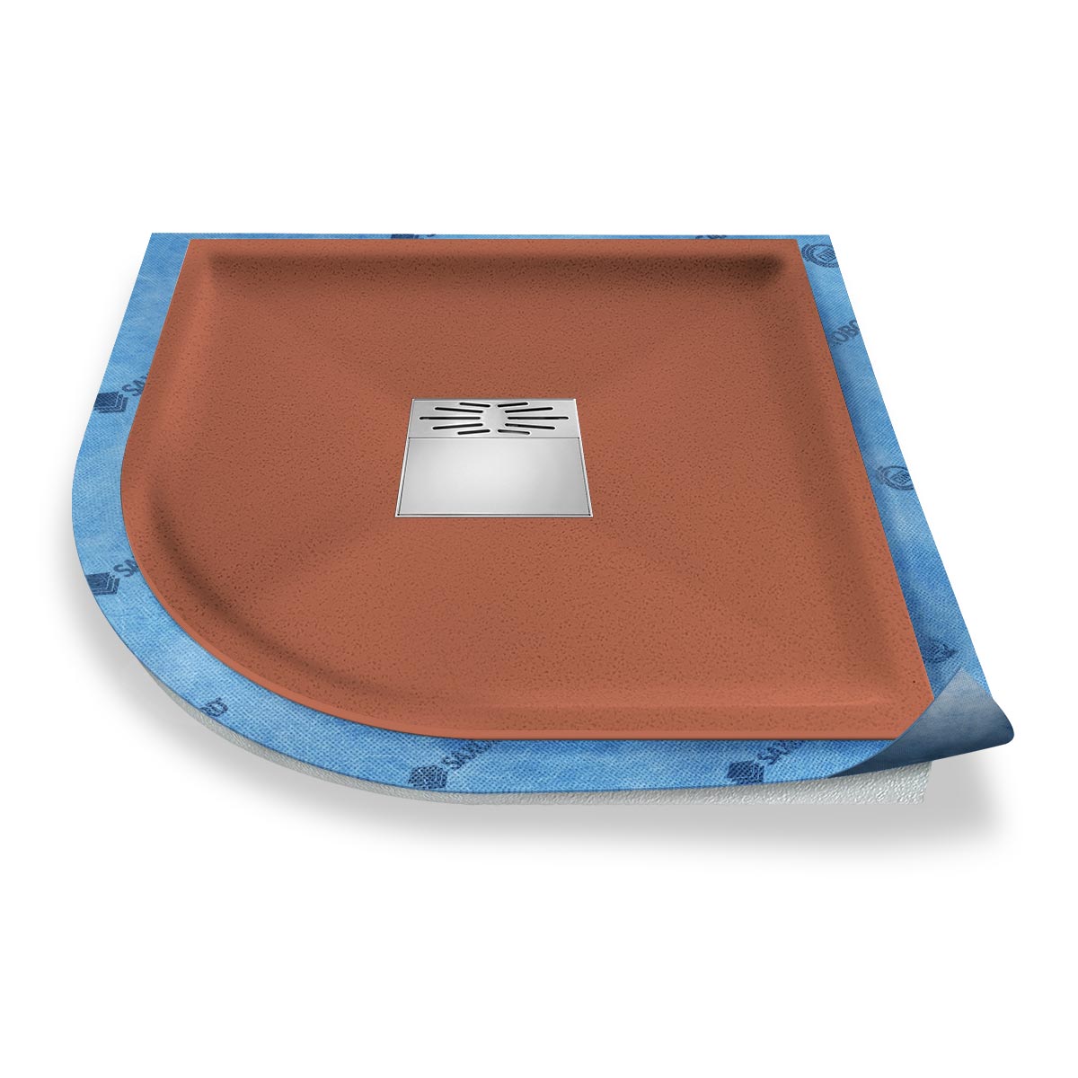 Viertelkreis-Duschwanne tief Pumpensystem aus Mineralwerkstoff Viertelkreis-Duschwanne tief Pumpensystem aus Mineralwerkstoff