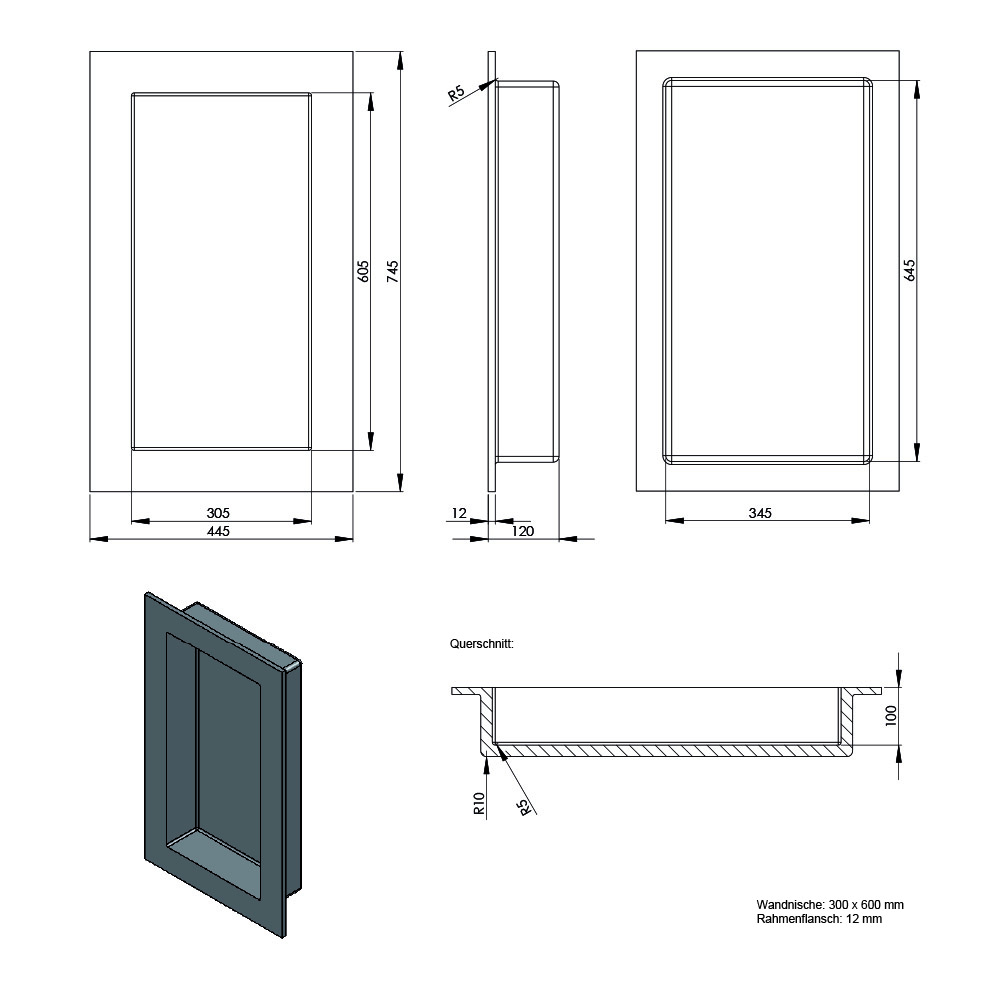 Niche murale pouvant être carrelée Niche murale pouvant être carrelée