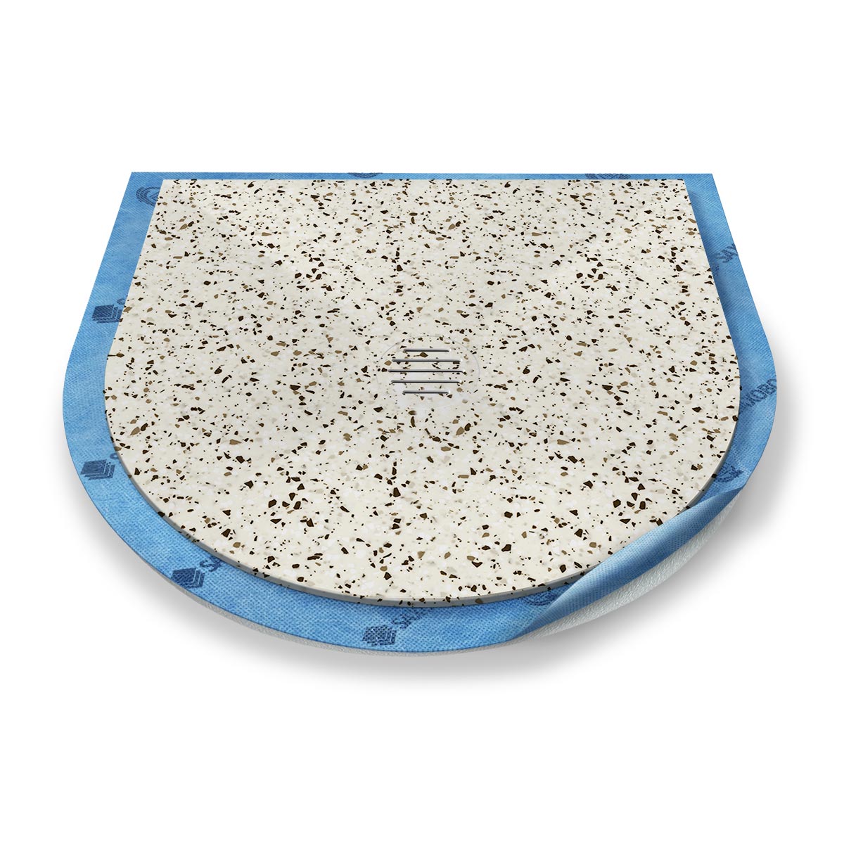 Halbkreis-Duschwanne Punktablauf aus Mineralwerkstoff Halbkreis-Duschwanne Punktablauf aus Mineralwerkstoff