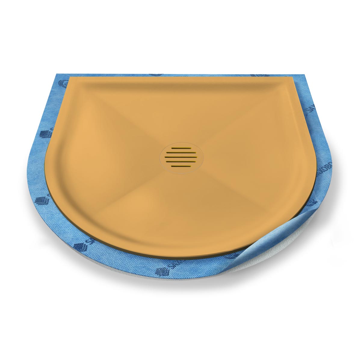 Halbkreis-Duschwanne tief Punktablauf aus Mineralwerkstoff Halbkreis-Duschwanne tief Punktablauf aus Mineralwerkstoff