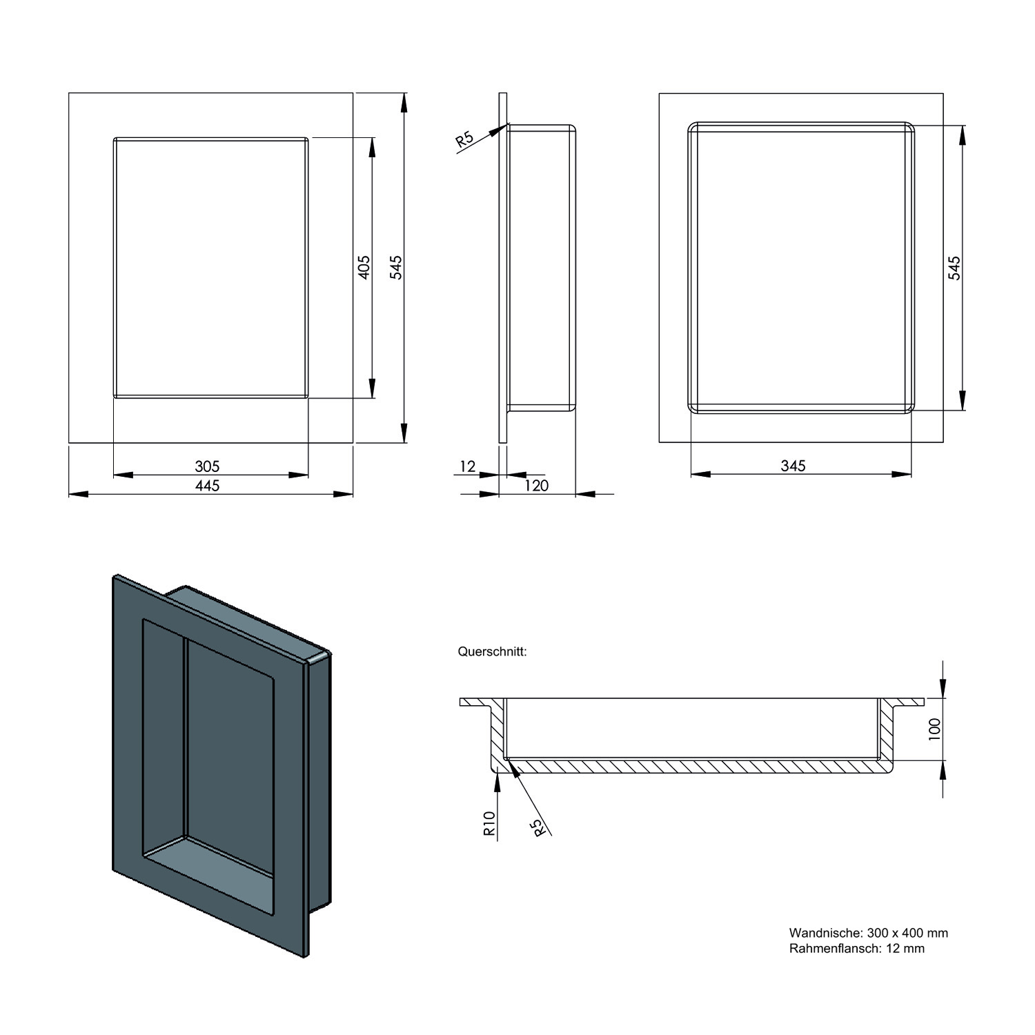 Niche murale pouvant être carrelée Niche murale pouvant être carrelée