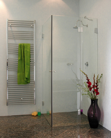 BiS, Bündige Eck-Dusche, 2 Türen, Glas klar, verchromt, H=195cm