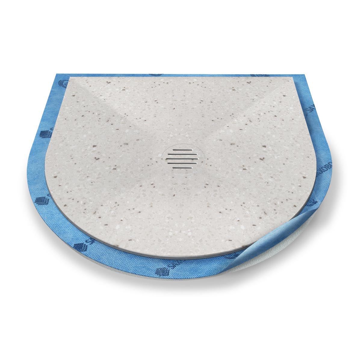 Halbkreis-Duschwanne Punktablauf aus Mineralwerkstoff Halbkreis-Duschwanne Punktablauf aus Mineralwerkstoff