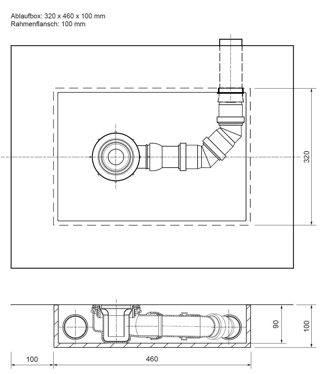 Ablaufbox für Dusche und Badewanne Ablaufbox für Dusche und Badewanne
