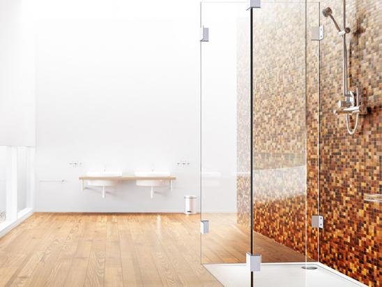 Flache Duschtasse mit Glasduschwand Flache Duschtasse mit Glasduschwand