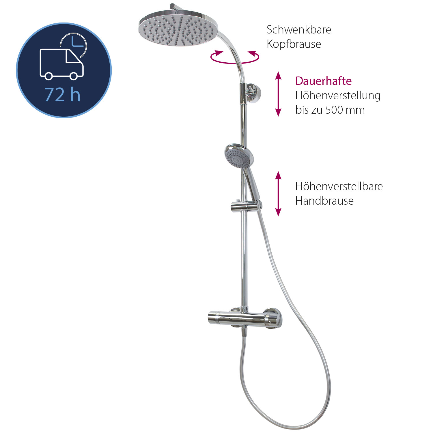 QUICK 72 Aquamaxx 320 Kopfbrause rund mit Thermostat QUICK 72 Aquamaxx 320 Kopfbrause rund mit Thermostat