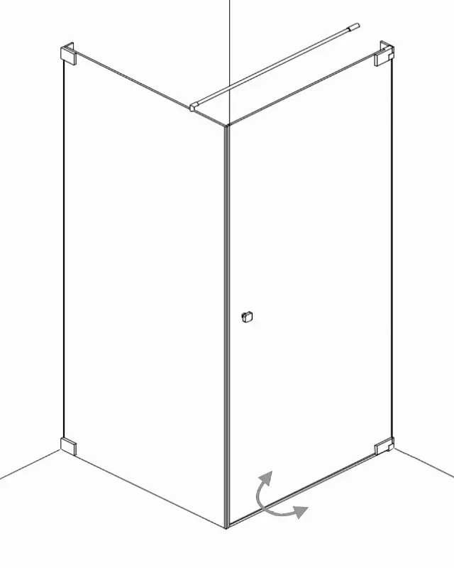 Eck-Duschkabine mit Pendeltür und Seitenwand - H1S