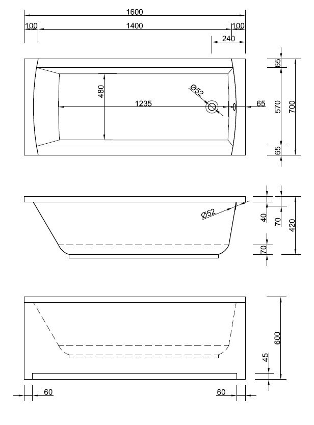 Rechteck-Badewanne Aquaria