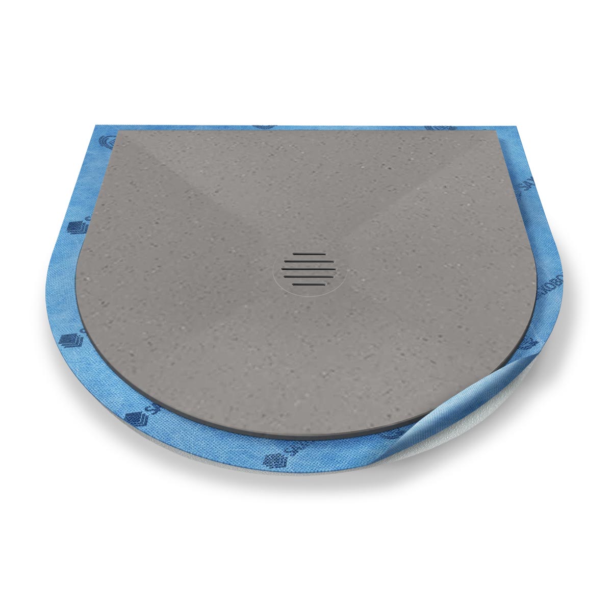 Halbkreis-Duschwanne Punktablauf aus Mineralwerkstoff Halbkreis-Duschwanne Punktablauf aus Mineralwerkstoff