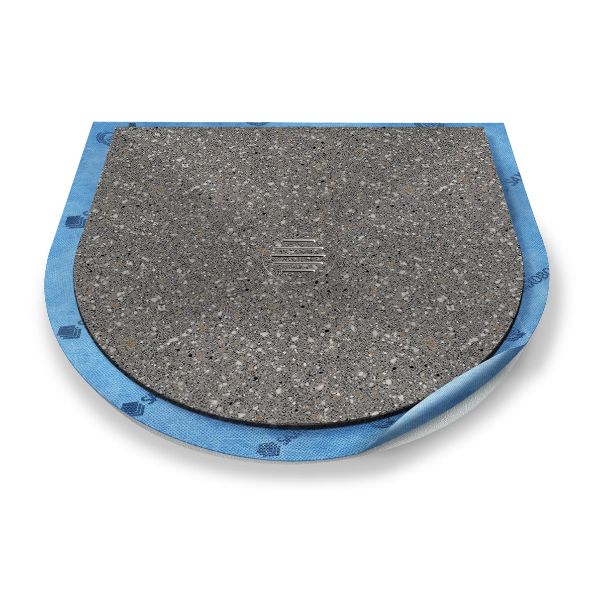 Halbkreis-Duschwanne Punktablauf aus Mineralwerkstoff Halbkreis-Duschwanne Punktablauf aus Mineralwerkstoff