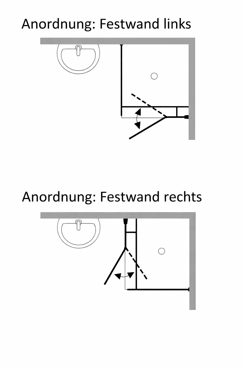 Eck-Duschkabine mit Pendeltür und Seitenwand - H1S