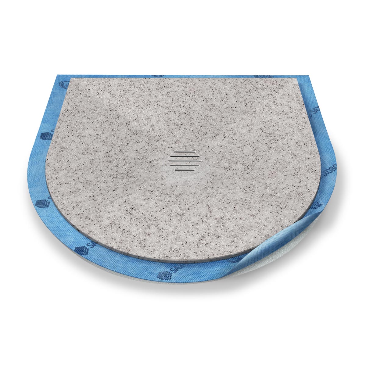 Halbkreis-Duschwanne Punktablauf aus Mineralwerkstoff Halbkreis-Duschwanne Punktablauf aus Mineralwerkstoff