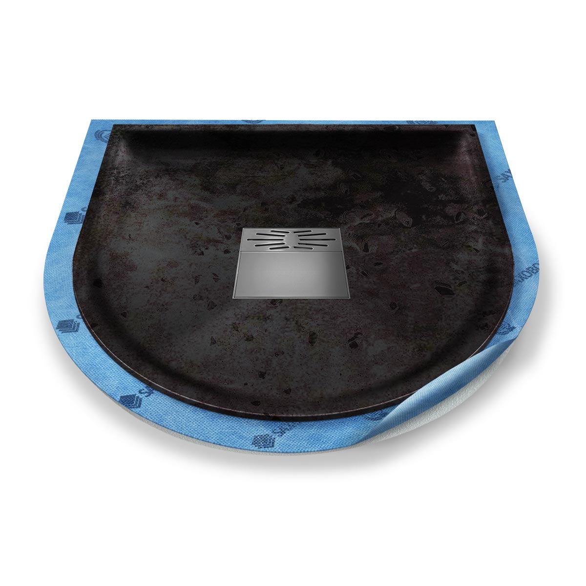 Halbkreis-Duschwanne tief Pumpensystem aus Mineralwerkstoff Halbkreis-Duschwanne tief Pumpensystem aus Mineralwerkstoff