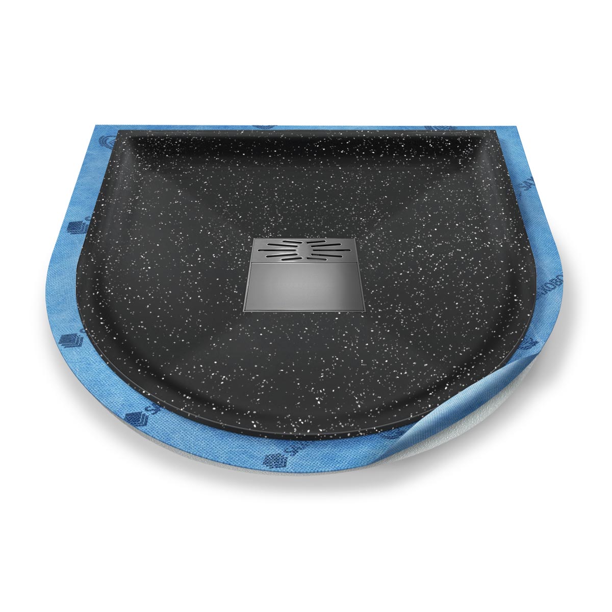 Halbkreis-Duschwanne tief Pumpensystem aus Mineralwerkstoff Halbkreis-Duschwanne tief Pumpensystem aus Mineralwerkstoff