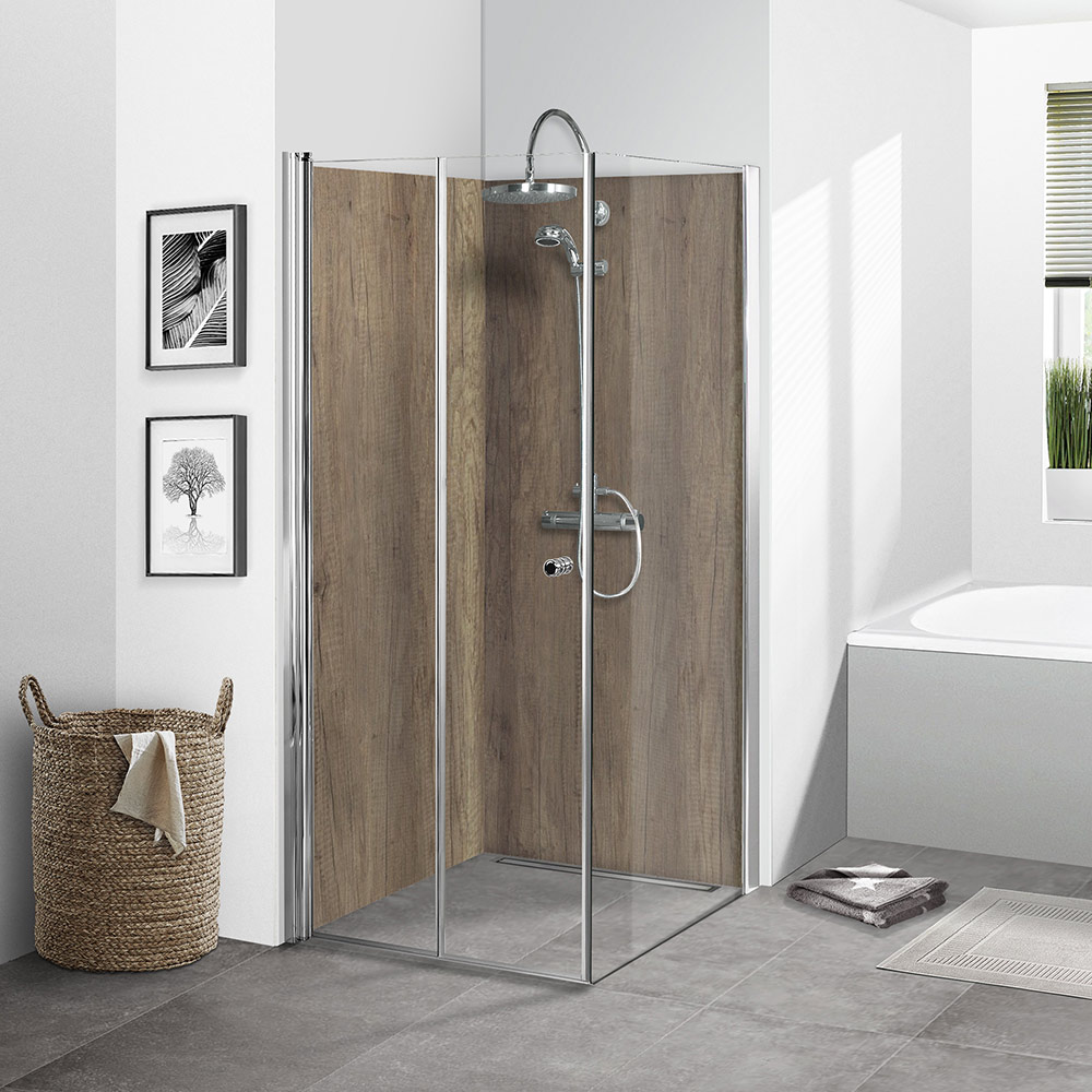Duschrückwand Windeiche Holzoptik Duschrückwand Flat "windeiche beige"