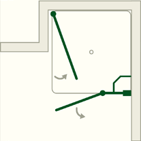 BiS, Bündige Eck-Dusche, 2 Türen, Glas klar, verchromt, H=195cm