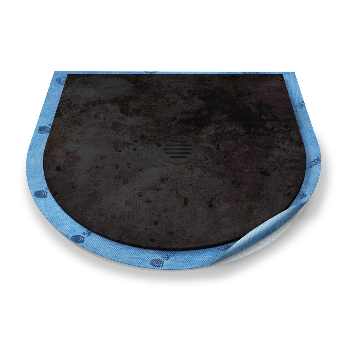 Halbkreis-Duschwanne Punktablauf aus Mineralwerkstoff Halbkreis-Duschwanne Punktablauf aus Mineralwerkstoff