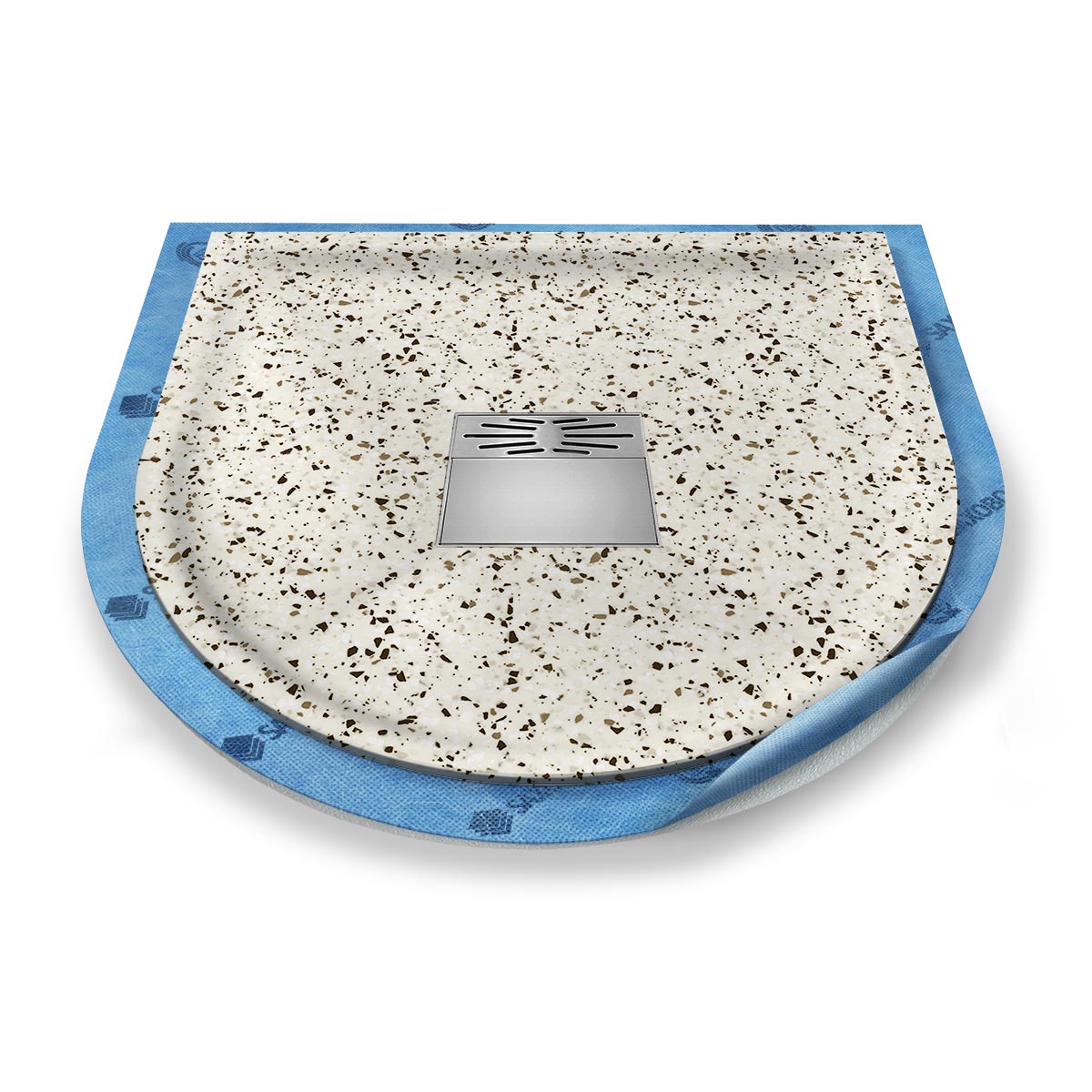 Halbkreis-Duschwanne tief Pumpensystem aus Mineralwerkstoff Halbkreis-Duschwanne tief Pumpensystem aus Mineralwerkstoff