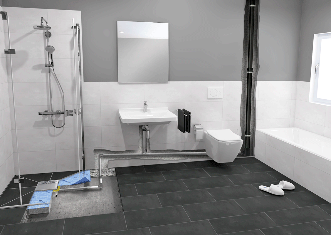 Dusche mit integrierter Pumpe Duschelement mit Pumpensystem Plancofix Line (Rinne)