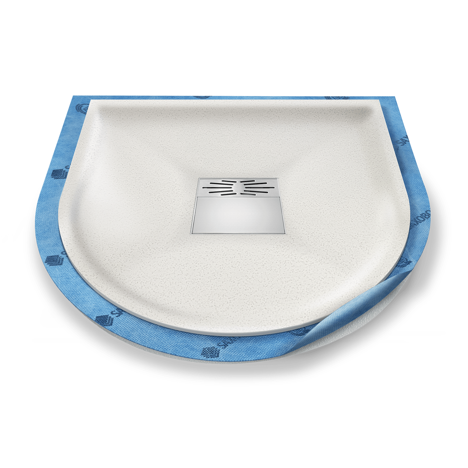 Halbkreis-Duschwanne tief Pumpensystem aus Mineralwerkstoff Halbkreis-Duschwanne tief Pumpensystem aus Mineralwerkstoff