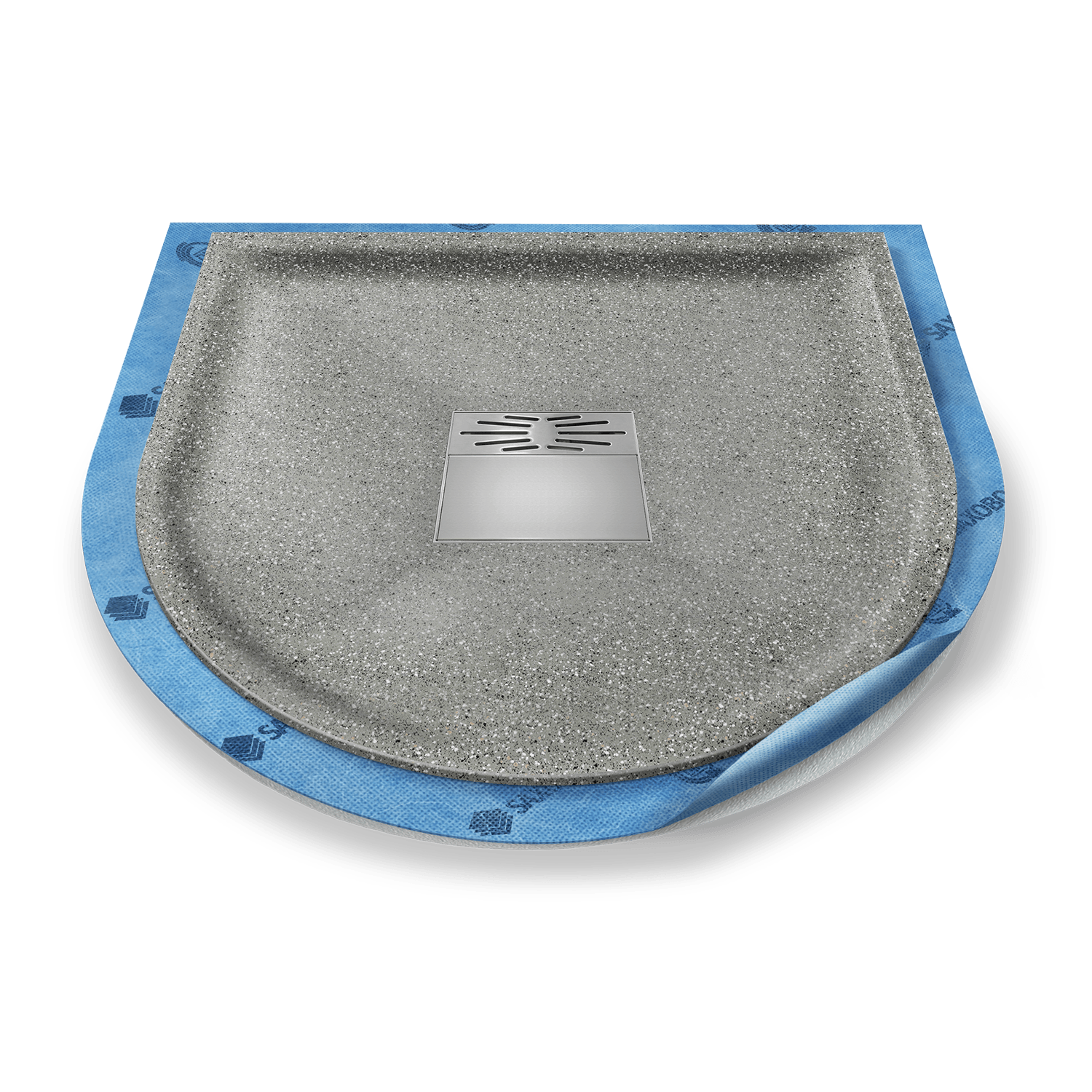 Halbkreis-Duschwanne tief Pumpensystem aus Mineralwerkstoff Halbkreis-Duschwanne tief Pumpensystem aus Mineralwerkstoff