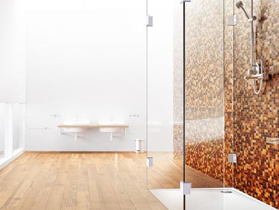 Flache Duschtasse mit Glasduschwand Flache Duschtasse mit Glasduschwand