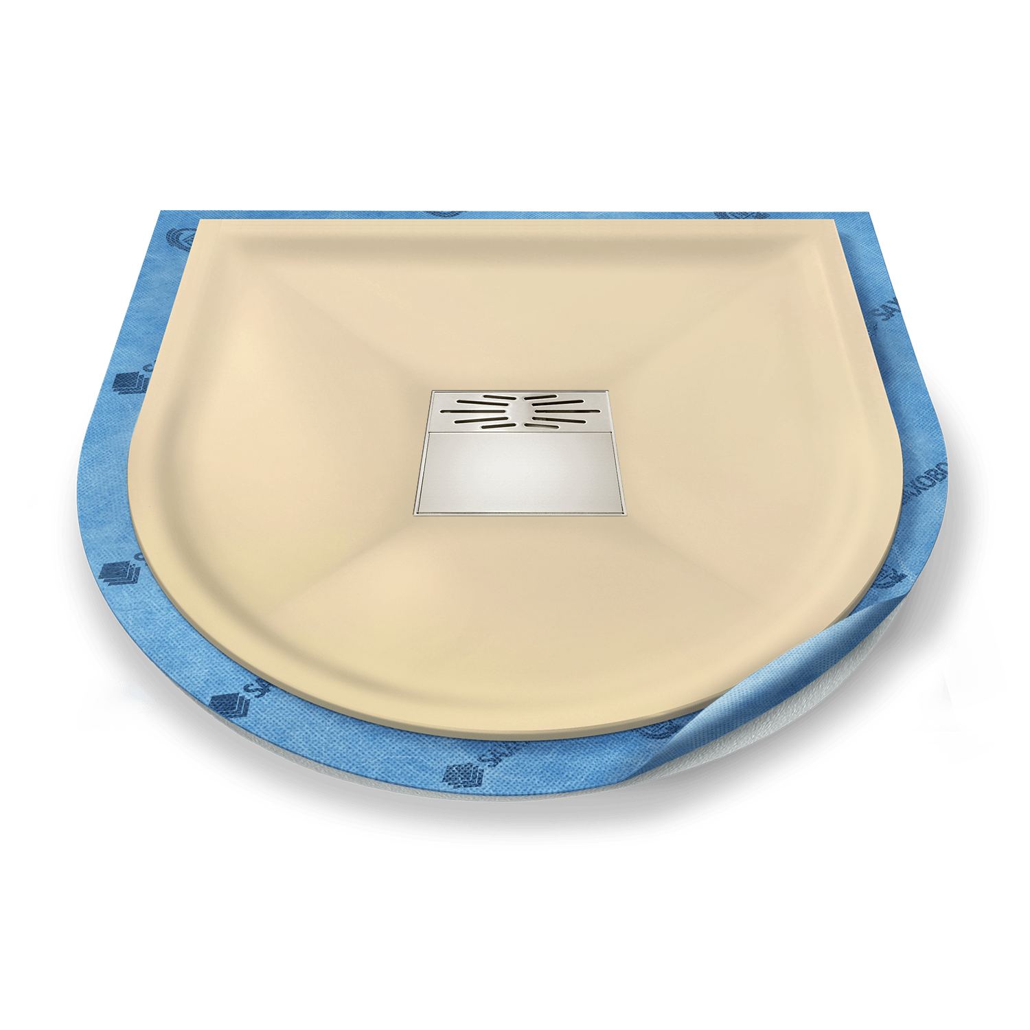 Halbkreis-Duschwanne tief Pumpensystem aus Mineralwerkstoff Halbkreis-Duschwanne tief Pumpensystem aus Mineralwerkstoff