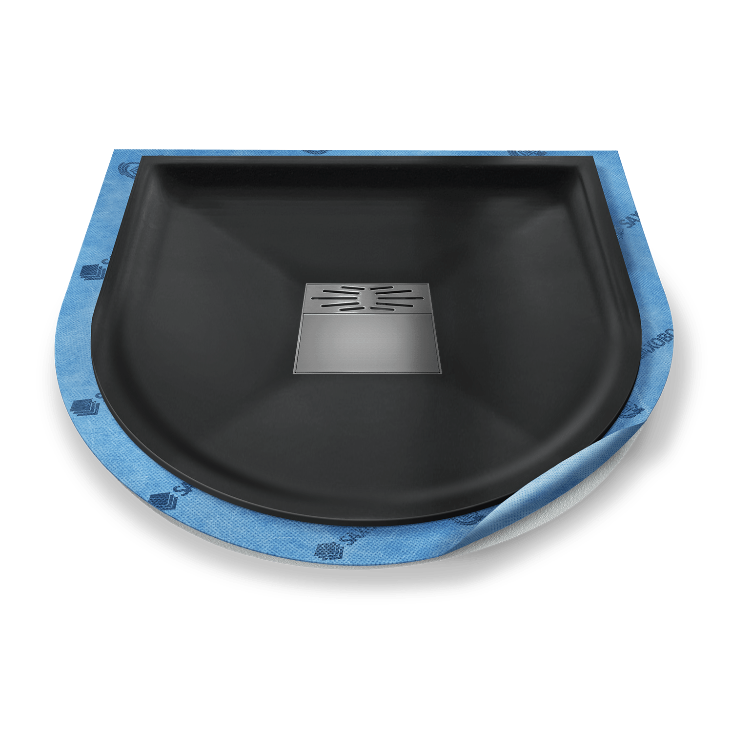 Halbkreis-Duschwanne tief Pumpensystem aus Mineralwerkstoff Halbkreis-Duschwanne tief Pumpensystem aus Mineralwerkstoff