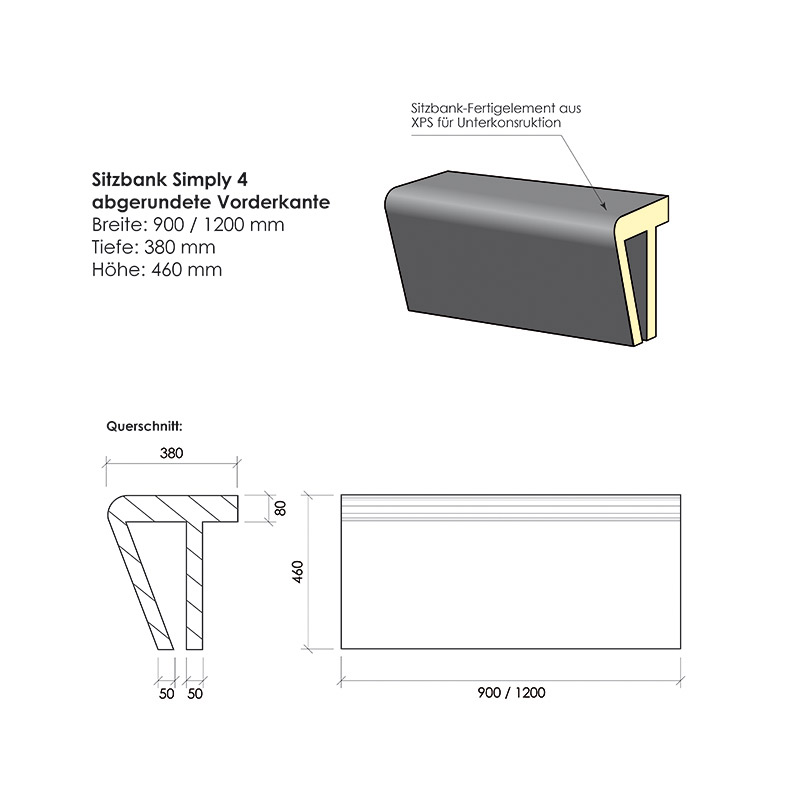 Sitzbank Simply 4 Saxoboard Sitzbank Simply 4 gerundete Vorderkante