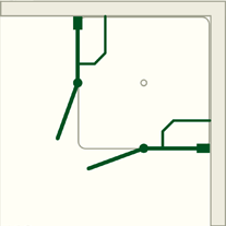 Bündige Eck-Dusche - 2 Türen - BY2E